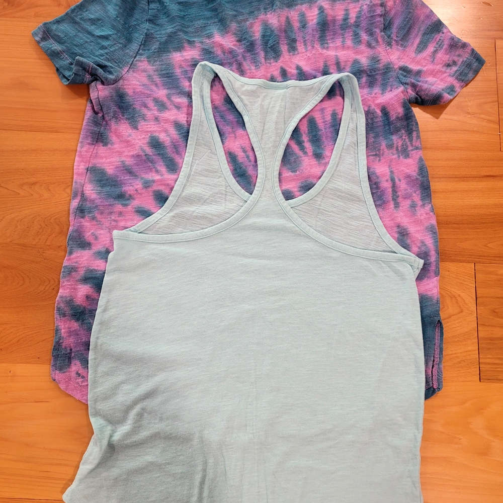 PINK Tie-Dye T-Shirt and PINK Light Tank Top Set